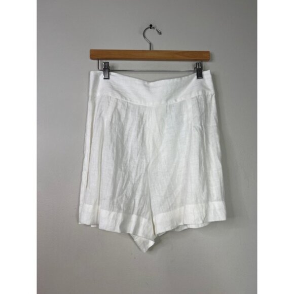 NWT Just Bee Queen High Rise Linen Pockets Marlow Chino Shorts White Sz: Medium - Picture 7 of 8
